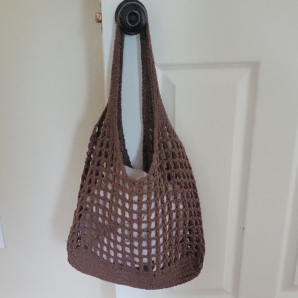 Brown Crochet Tote Bag